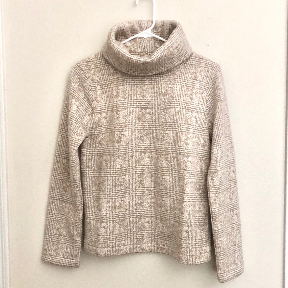 Jcrew Fleece Sweater Tan Plaid Size S NWT
